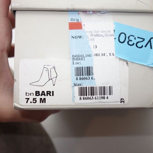 NEW BANDOLINO Bari Beige Elastic Comfort Pointy Toe Kitten Heel Zip Women's 7.5 - Picture 2 of 8